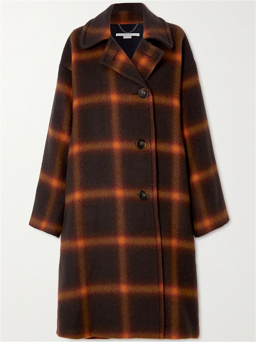 Damen Mantel Outdoor Strasse Freizeitskleidung Herbst Winter Lang Mantel Regular Fit warm halten Atmungsaktiv Zeitgenössisch Stilvoll Brautkleider schlicht Jacken Langarm Streifen und Plaid Bedruckt 2025 - $73.99 –P2