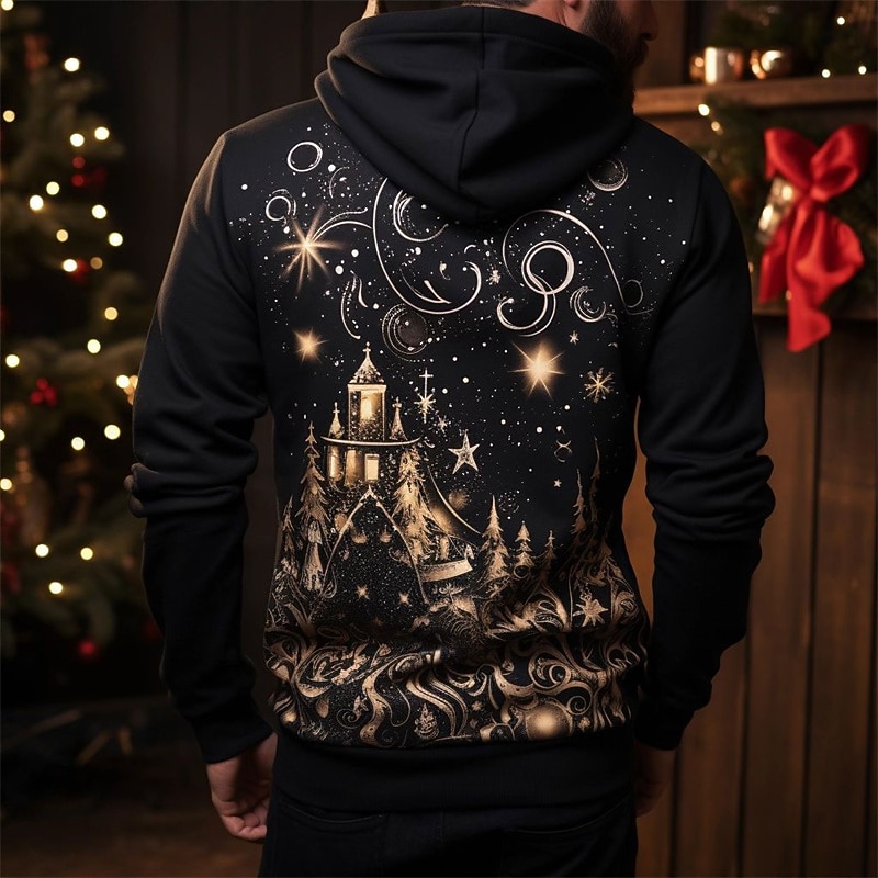 black and gold graphic hoodie