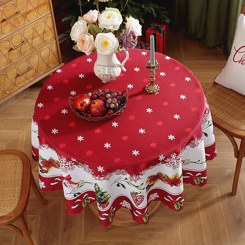 Toalha de mesa redonda à prova d'água e resistente a óleo, cobertura de mesa com decoração de inverno para jantar patry de 2025 por $19.99 –P9