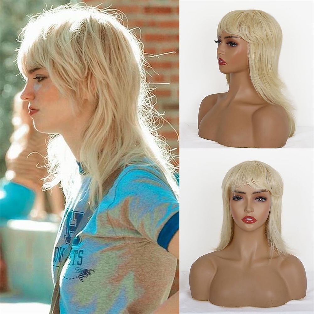 perruque mulet courte et hirsute moderne pour femme perruque mulet des années 80 perruque coupe lutin avec frange perruques synthétiques naturelles de remplacement de cheveux blonds avec reflets de 2025 ? CAD $19.99 –P1