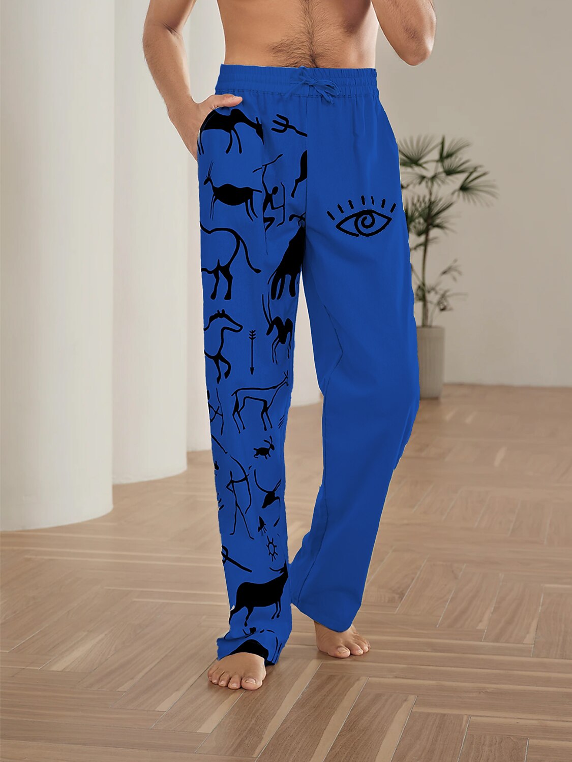 Homens splicing Calças de linho Calça verão Calças de praia Cintura Média Vintage Estilo Clássico Casual Diário Feriado Com Cordão Cintura elástica Impressão 3D Primavera Verão Impressão 3D Azul de 2025 por $28.99 –P11