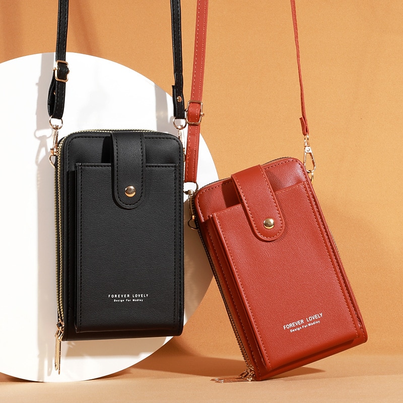 Dámské Crossbody kabelka Taška přes rameno Brašna na mobilní telefon PU kůže Denní Dovolená Cestování Zip Velká kapacita Voděodolný Lehká váha Pevná barva Tmavě růžová Vínově rudá Lotosový kořen 2026 - $24.99 –P1