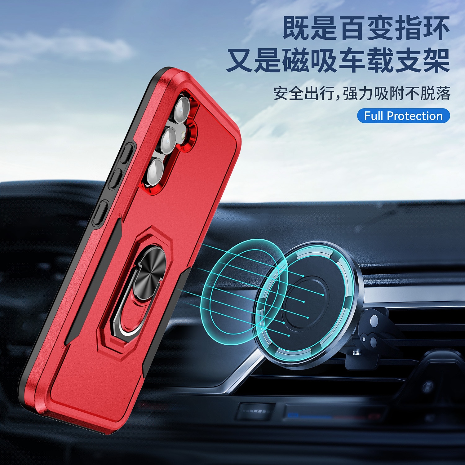Samsung Galaxy S23 Ultra Plus FE A14 A54 Case, Military Grade Dual Layer Shockproof Heavy Duty Full Body Protective Phone Cover, Built in Rotatable Magnetic Ring Holder 2025 - $19.99 –P4