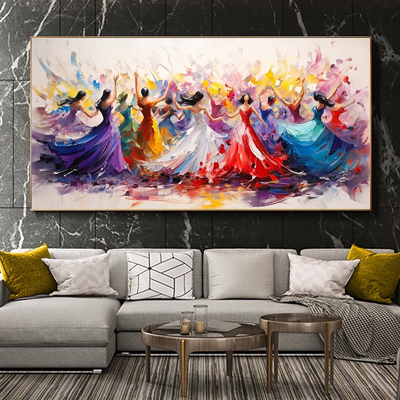 groot dansend meisje schilderij op canvas handbeschilderd muurdecor kleurrijke vrouwen muurkunst extra groot canvas moderne huisdecoratie danser canvas kunst huis kamer decor geen frame 2025 - $183.99 –P2