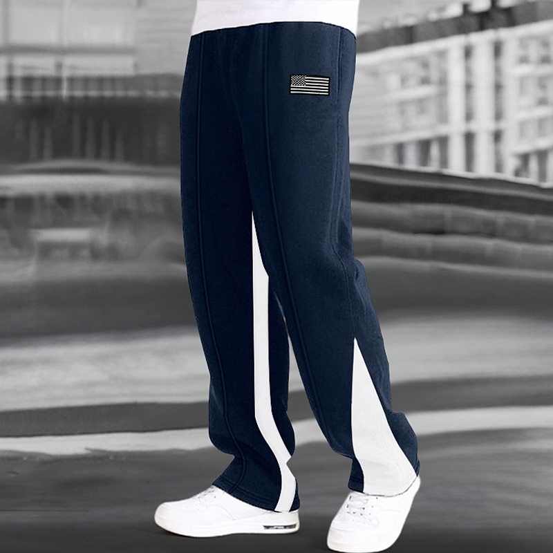 Men's Sweatpants Trousers Straight Leg Sweatpants Flared Sweatpants Pocket  Drawstring Elastic Waist Color Block Comfort Breathable Outdoor Daily Going  out Fashion Casual Black-White Black 2024 - $17.99