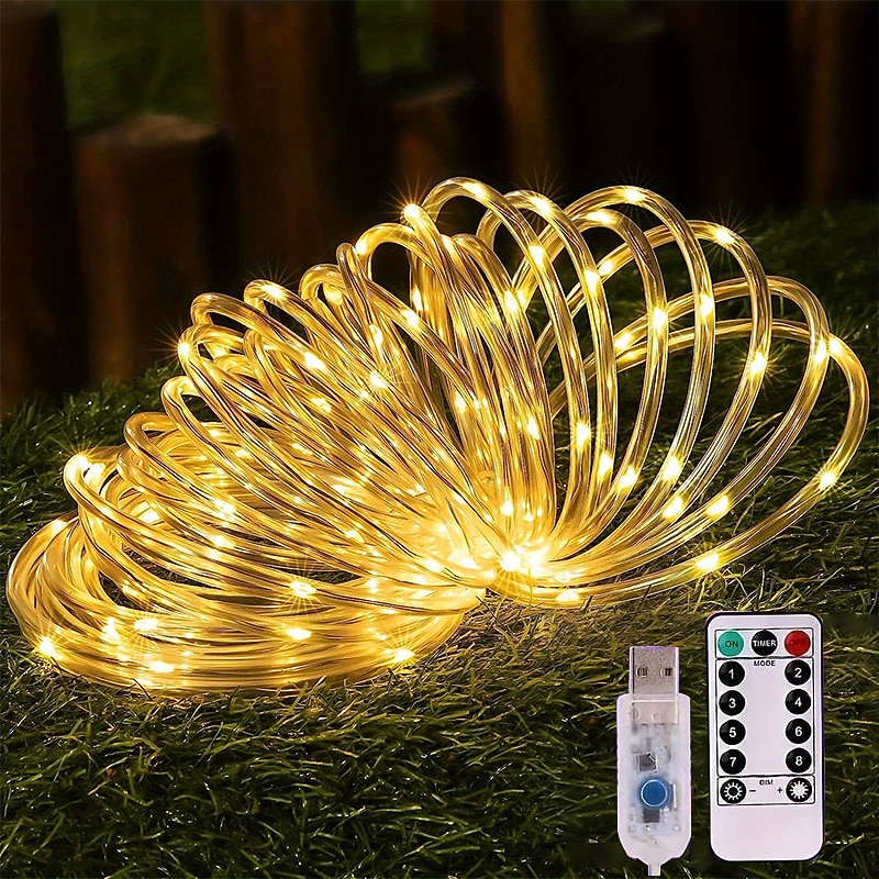 1 Db USB Cső Fény Beltéri és Kültéri Udvar Esküvői Ünnepi Díszlámpa Füzér 7M-50Led/12M-100Led/20M-200Led/30M-300Led 2026 - $10.99 –P9