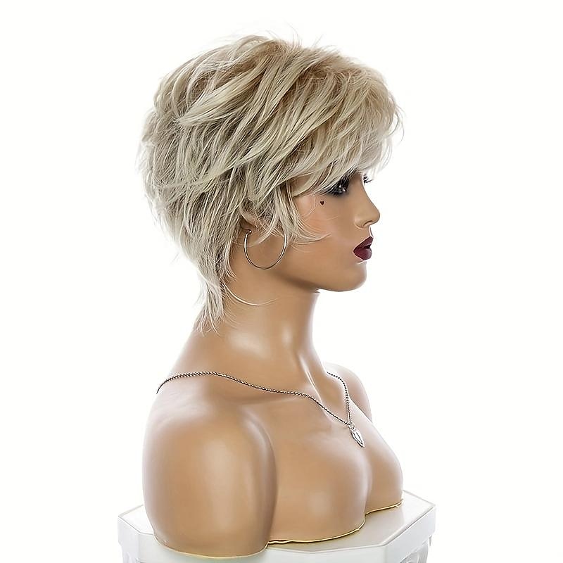Peruki syntetyczne Prosta Fryzura Pixie Peruka Krótkie Blond Włosie synetyczne Damskie Modny design Miękka Natutalne Złoty 2025 - $19.99 –P2