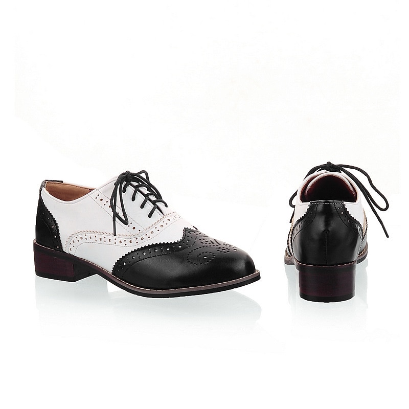 pantofi oxford clasici brogue de damă – pantofi maro din piele artificială cu vârful aripii cu șireturi pentru ținute casual și formale de inspirație vintage 2025 - $42.99 –P16