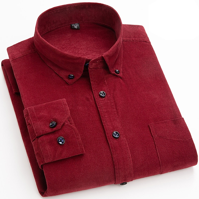 Men's Shirt Corduroy Shirt Shirt Jacket Overshirt Plain Outdoor Daily Wear Light Blue Yellow Red Navy Blue Long Sleeve Lapel Spring &  Fall Clothing Apparel Front Pocket 2025 - $35.99 –P7