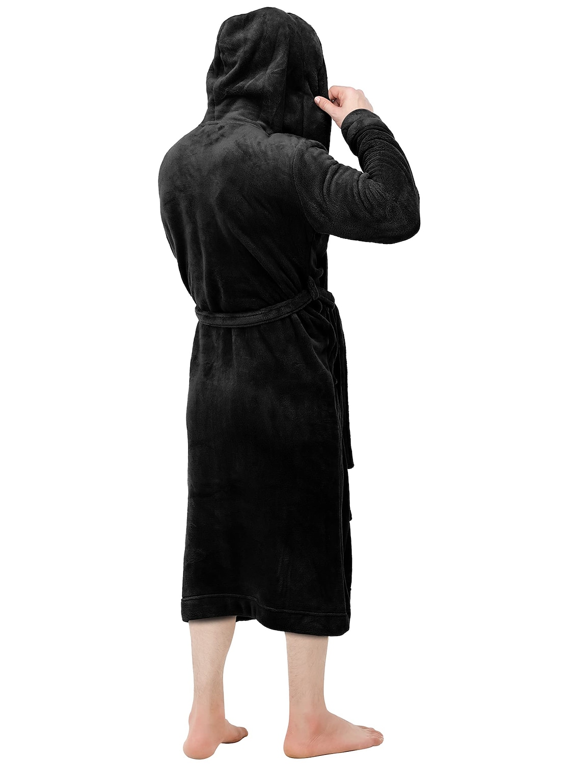 Herren Schlafanzug Morgenmantel Bademantel 1 pcs Glatt Stilvoll Brautkleider schlicht Komfort Heim Täglich Bett Vlies Komfort Warm Kapuzenpullover Langarm Tasche Herbst Winter Schwarz Dunkelblau 2026 - $25.99 –P7