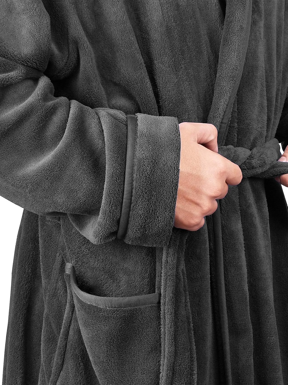 Herren Schlafanzug Morgenmantel Bademantel 1 pcs Glatt Stilvoll Brautkleider schlicht Komfort Heim Täglich Bett Vlies Komfort Warm Kapuzenpullover Langarm Tasche Herbst Winter Schwarz Dunkelblau 2026 - $25.99 –P15