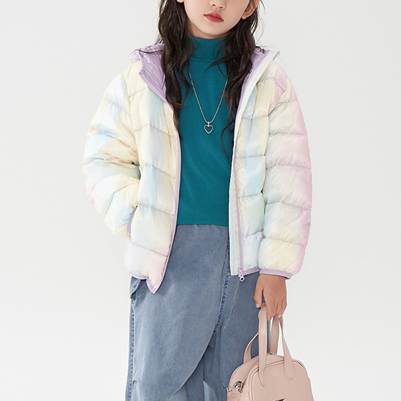 Kinder Mädchen Daunenjacke Einfarbig Aktiv Reißverschluss Outdoor Mantel Oberbekleidung 2-12 Jahre Winter Regenbogenfarben Kaffeefarbe Rosa 2025 - $43.99 –P7