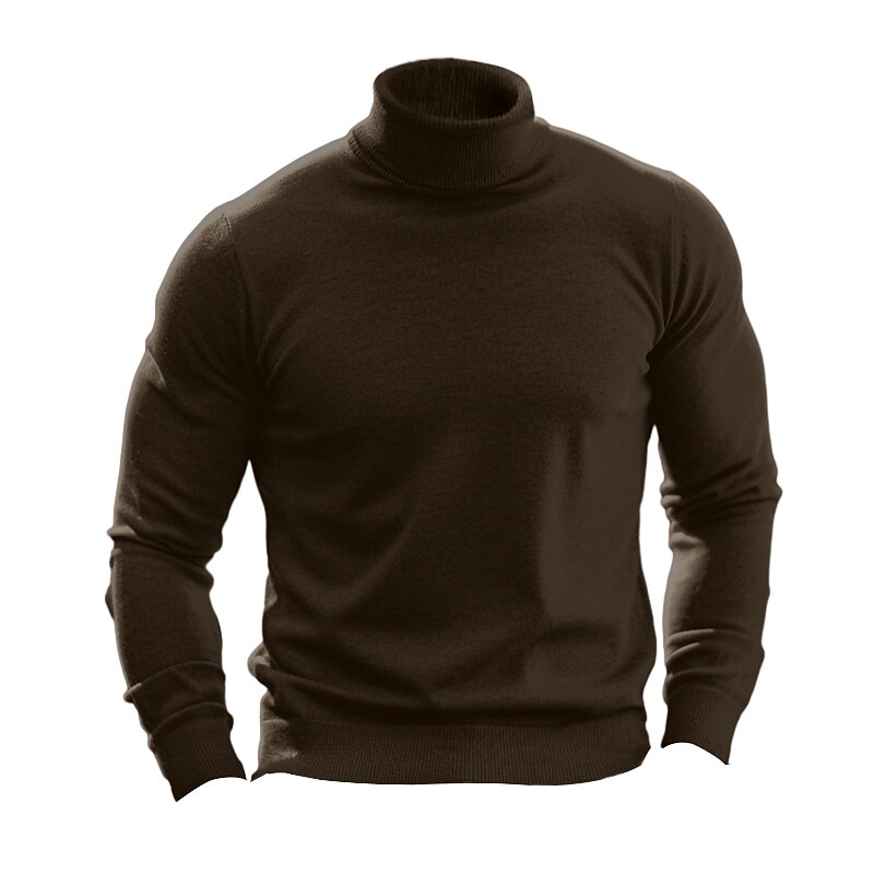 Men's Turtleneck Sweater Pullover Sweater Jumper Knit Sweater Mens Turtle Neck Jumper Ribbed Knit Regular Tops Knitted Basic Plain Turtleneck Keep Warm Modern Contemporary Daily Wear Going out 2025 - $16.99 –P9