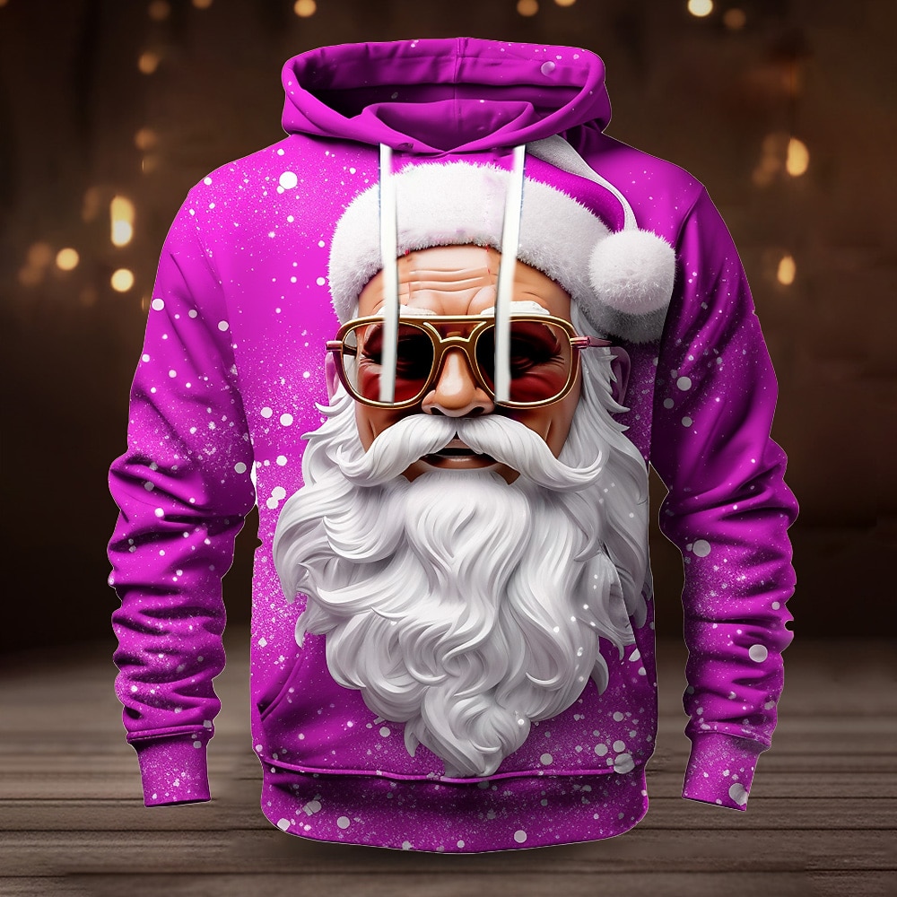 Sudadera con capucha de Papá Noel para hombre, diseño navideño en 3D, con estampado gráfico de Papá Noel, moda 3D, para deportes al aire libre, vacaciones, sudadera con capucha de manga larga, color 2025 - $32.99 –P11