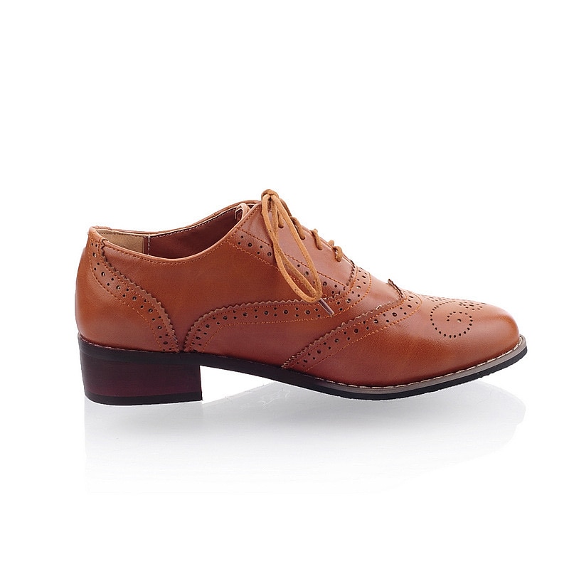 pantofi oxford clasici brogue de damă – pantofi maro din piele artificială cu vârful aripii cu șireturi pentru ținute casual și formale de inspirație vintage 2025 - $42.99 –P8