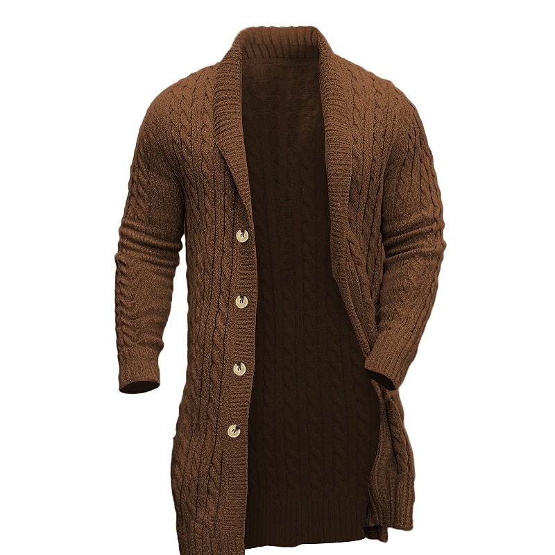 Miesten Neuletakki Paksu neuletakki Neuloa Tunika Painike ylös Tavallinen Huivikaulus Lämmittely Moderni nykyaikainen Kausaliteetti Arki-asut Vaatetus Syksy Talvi Musta Ruskea M L XL 2025 - $40.99 –P1