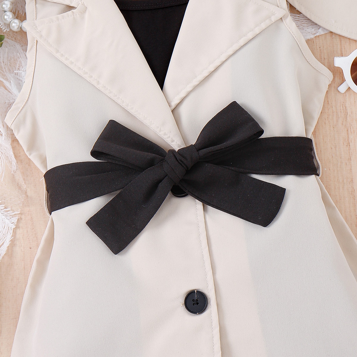 Ensemble robe Ensemble 3 Pièces Bébé Fille Couleur unie Sans Manches Actif Ecole 3-7 ans Printemps Noir de 2025 ? $24.99 -P5