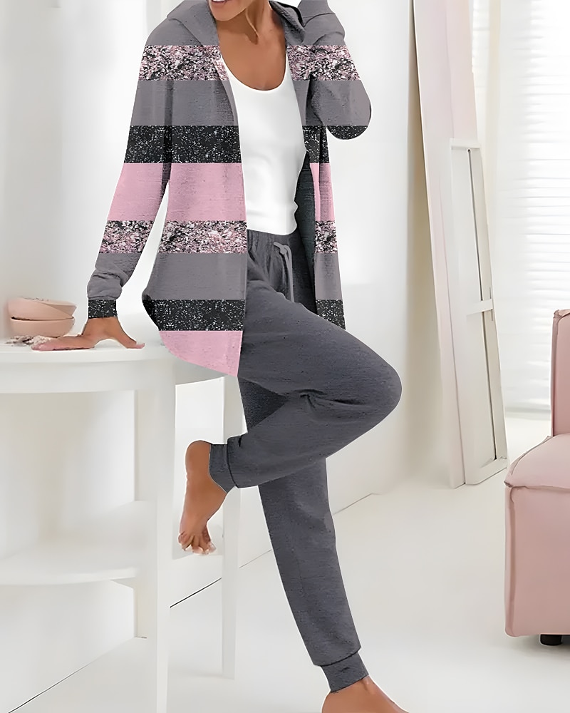 Dame 2 Deler Aktiv Daglig Hettegenser Track Suit Bukser Sett Bukser Langermet Hette Blomster Snortrykk Utendørs Fritid Hvit Rosa Mørk Marine Høst Vinter Vanlig Passform 2025 - $49.99 –P5