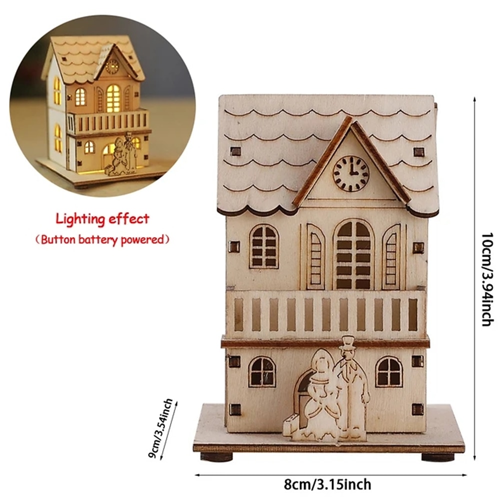Рождественский LED-лампочка деревянного домика роскошный светящийся бунгало рождественский декор для дома волшебная ночная лампа для детей 1 шт 2025 - $8.49 –P6