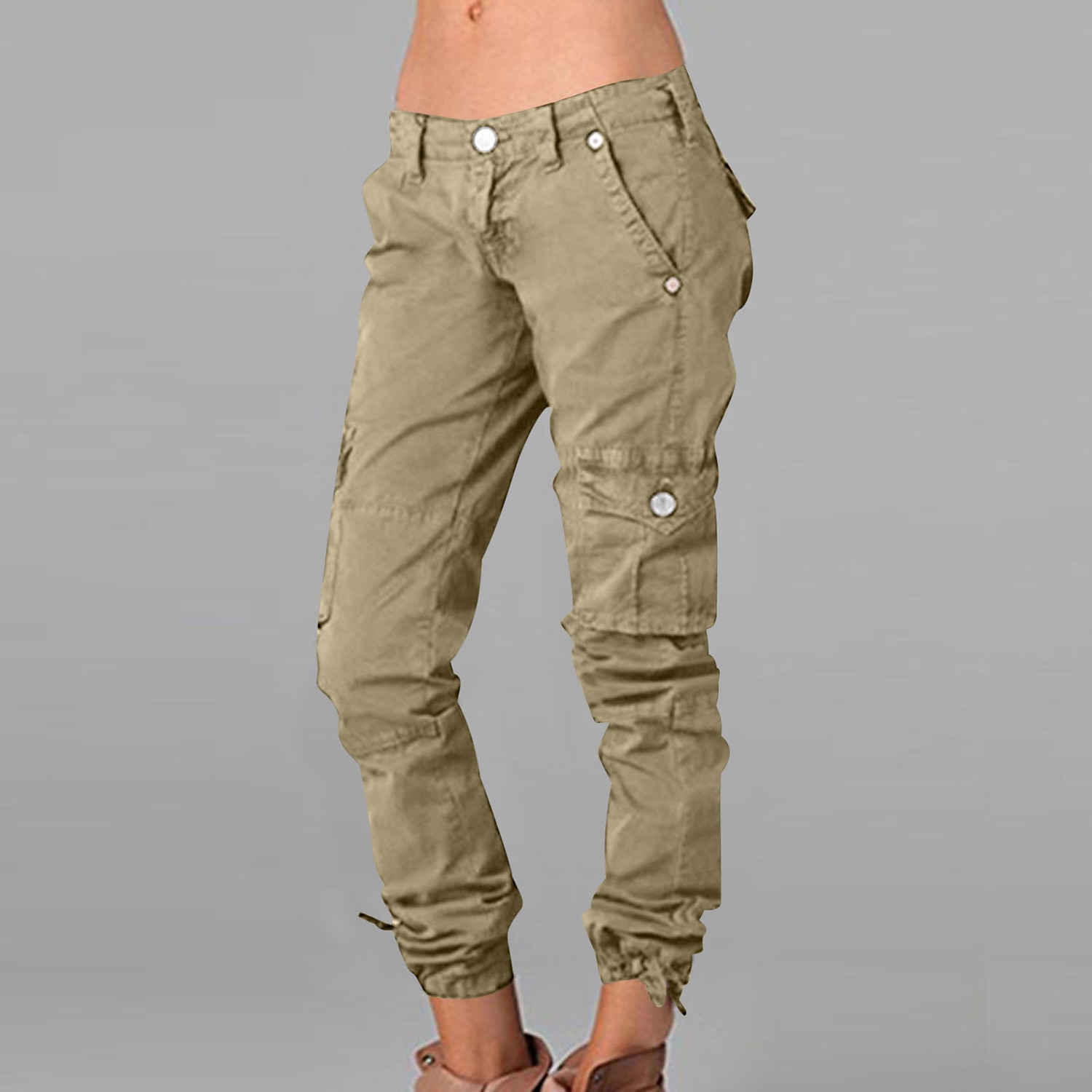 Dam Vanligt Militärbyxor Byxor Frakt Chino Fullängd Medium Midja Solid färg Ficka Bekväm Utomhus Sport Oelastisk Ledigt Dagliga kläder Grå Svart Vit Mandel Sommar Vår & Höst Smal 2025 - $36.99 –P12