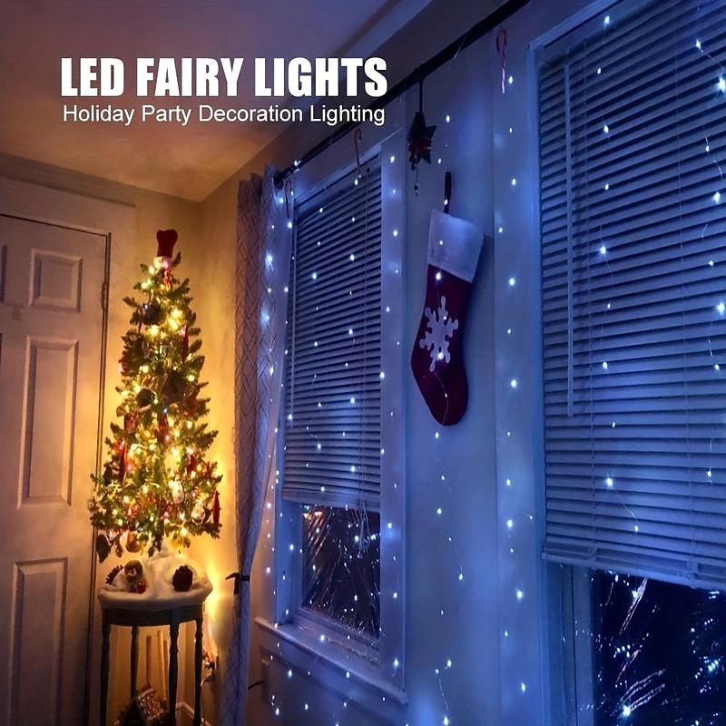 Outdoor Solar Curtain String Light, 3 * 3M-300LED/3 * 2M-200LED/3 * 1M-100LED, 8 Lighting Modes, IP65 Waterproof, Suitable for Home Garden, Porch, Backyard Wedding Parties, Thanksgiving 2026 - $12.99 –P9