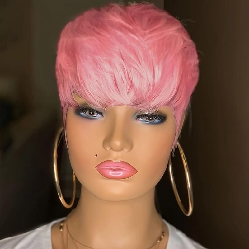 Perruques courtes de lutin de cheveux humains coupe de lutin perruques ondulées roses courtes perruques de cheveux synthétiques courtes en couches pour les femmes de 2025 ? $23.99 –P2