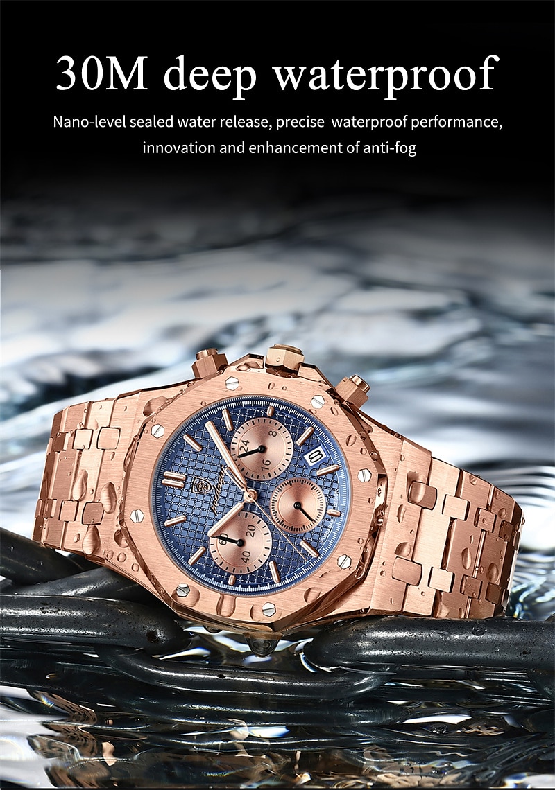 POEDAGAR Men Quartz Watch Outdoor Sports Fashion Casual Luminous Calendar Chronograph Waterproof Steel Watch 2025 - $34.99 –P8