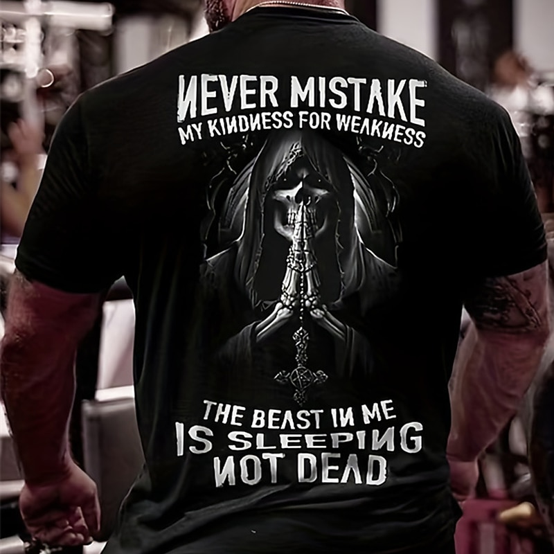 2026年 男性用 スカル Tシャツ 半袖 Tシャツ クルーネック シャツ スポーツ クラシック カジュアル スポーツ・アウトドア 祝日 お出かけ ブラック ルビーレッド アーミーグリーン 夏 衣類 S M L XL XXL XXXL  コレクション – $20.99 –P1