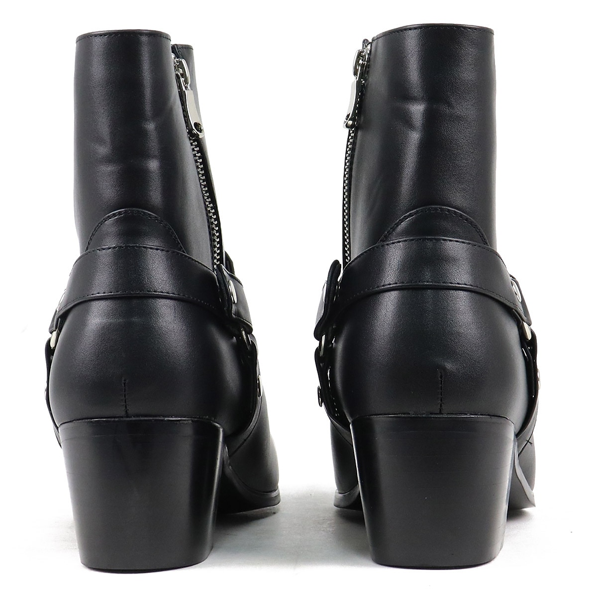 botas masculinas pretas de couro sintético para motociclista com tira e fivela - botas estilosas de cano médio de 2025 por $79.99 –P5