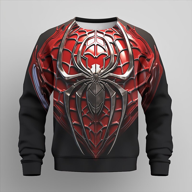 Gutt 3D SPIDER Genser Pullover Langermet 3D-utskrift Høst Vinter Mote Gatemote Kul Polyester Barn 3-12 år utendørs Avslappet Daglig Normal 2025 - $16.49 –P4