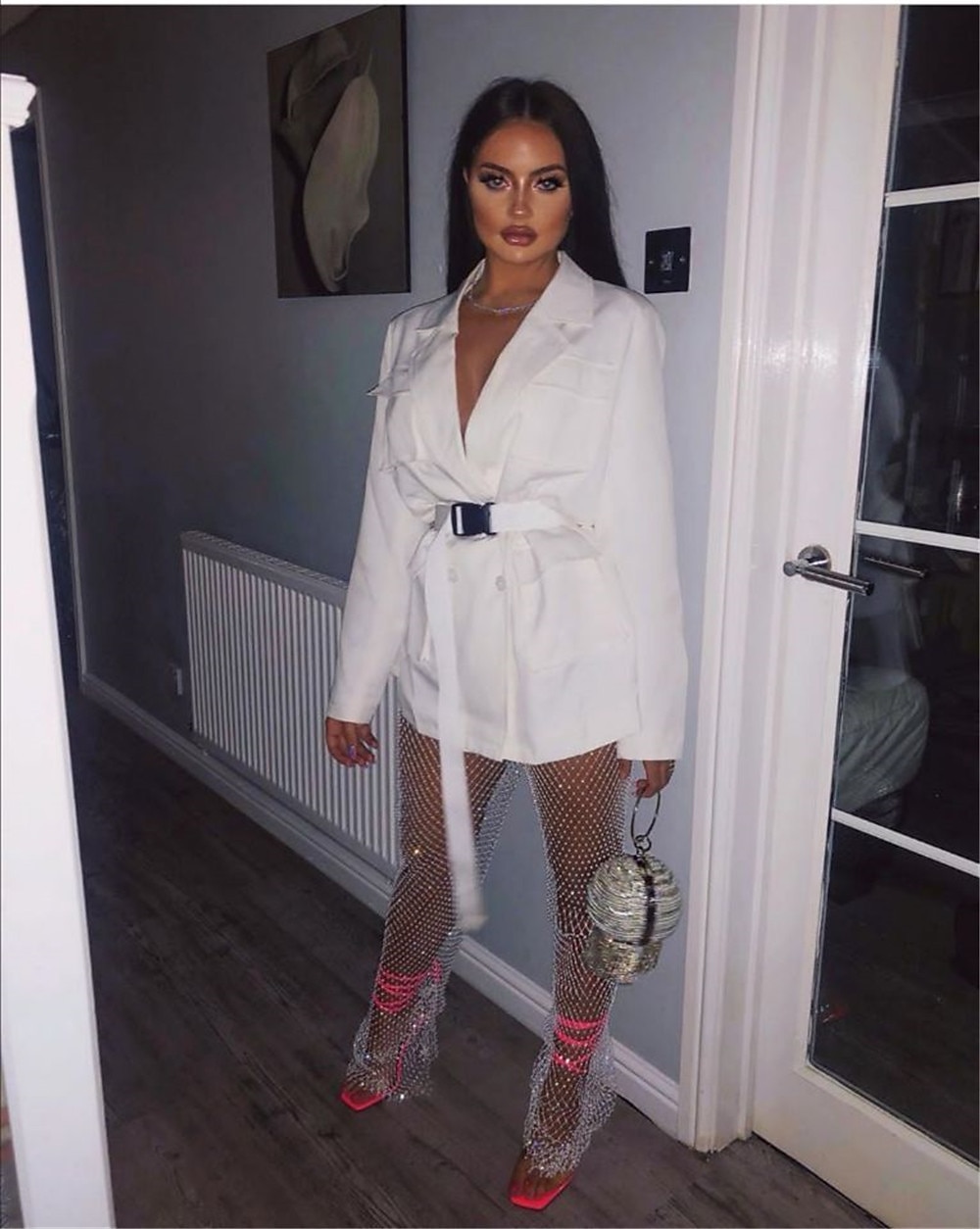 Métallique Éclat Sexy Pantalon Couverture en Maille Transparente avec Strass Disco Déguisement Femmes Carnaval Soirée Club Défilé de la Fierté Adulte Pantalon de 2026 ? $21.74 –P14