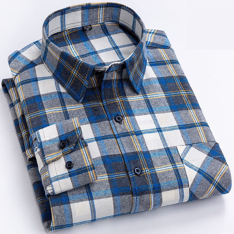 Per uomo Camicia Camicia casual Camicia a quadri Camicia con Bottoni Quadri All'aperto Abbigliamento quotidiano Giallo Blu reale Blu Azzurro cielo Manica Lunga Bavero Autunno & Inverno Abbigliamento del 2025 a $33.99 –P6