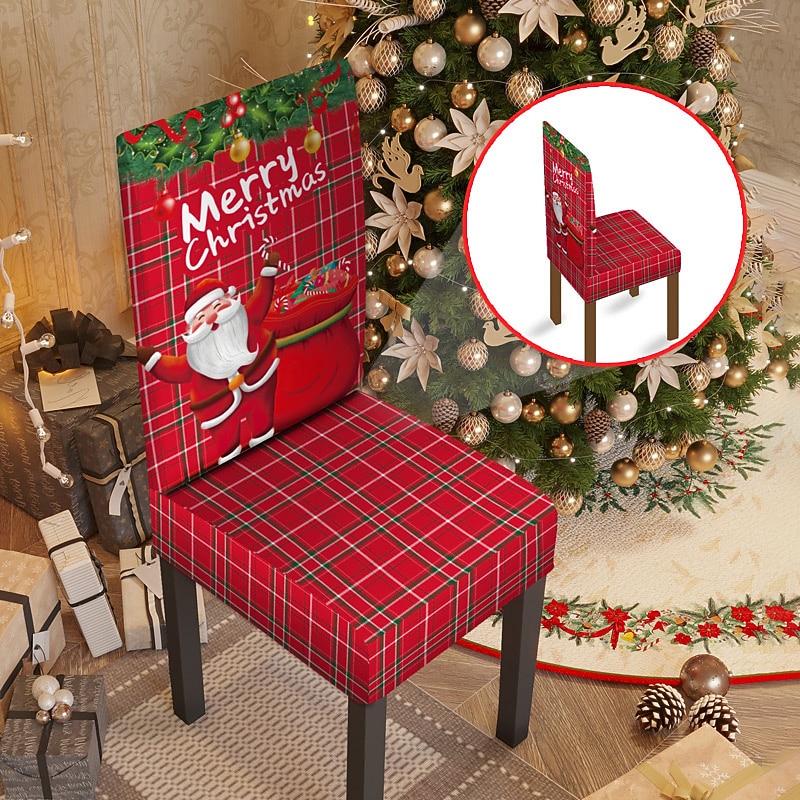 Fundas navideñas para sillas de comedor, fundas elásticas para sillas Parsons de Navidad, protector de asiento, funda lavable de spandex para sillas de cocina para comedor 2025 - $12.49 –P7