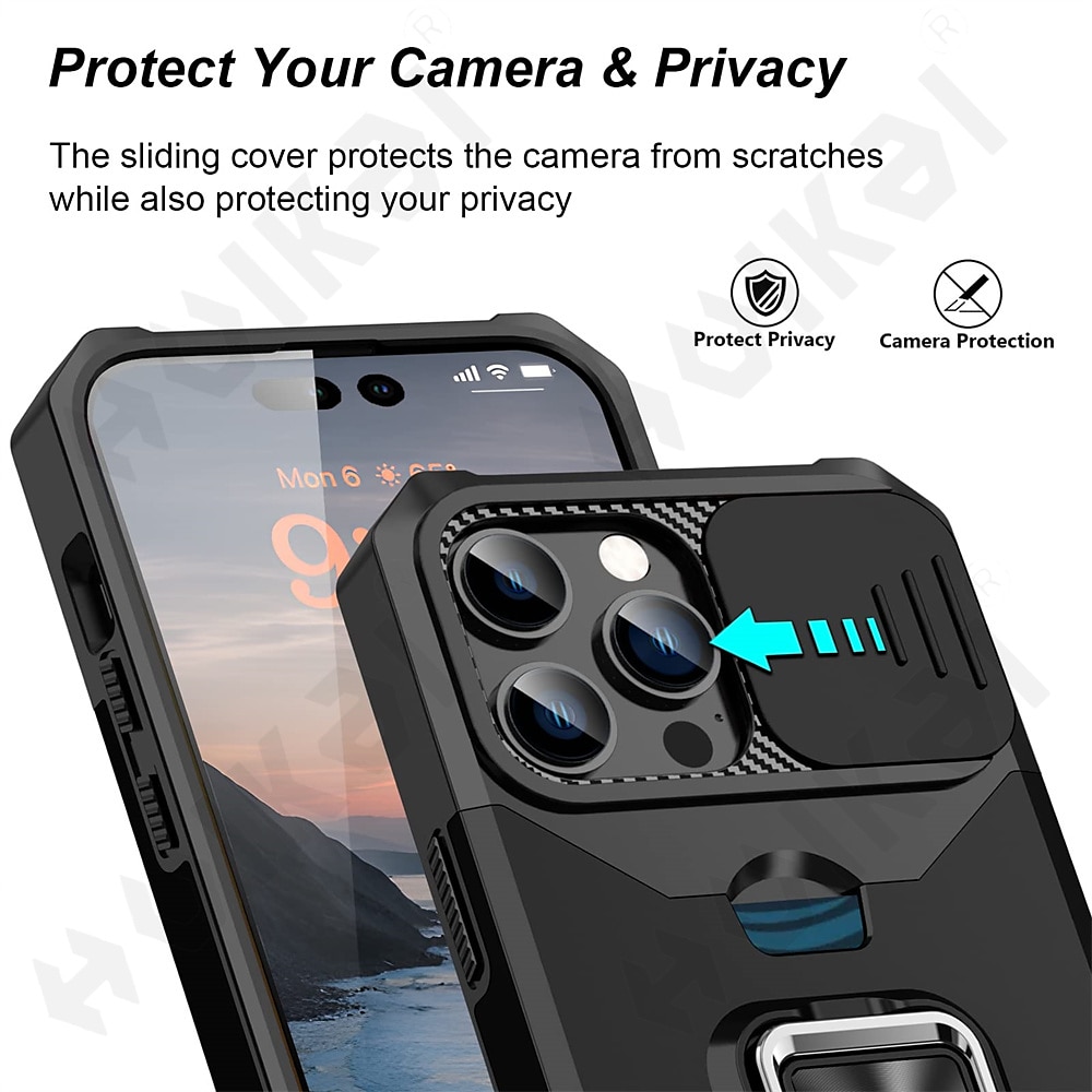 telefon Kılıf Na iPhone'a 15 Pro MaxPlus iPhone 14 13 12 11 Pro Max Mini SE X XR XS Max 8 7 Plus Osłona tylna Uchwyt pierścieniowy Gniazdo karty Odporny na wstrząsy TPU PC 2025 - $13.99 –P3