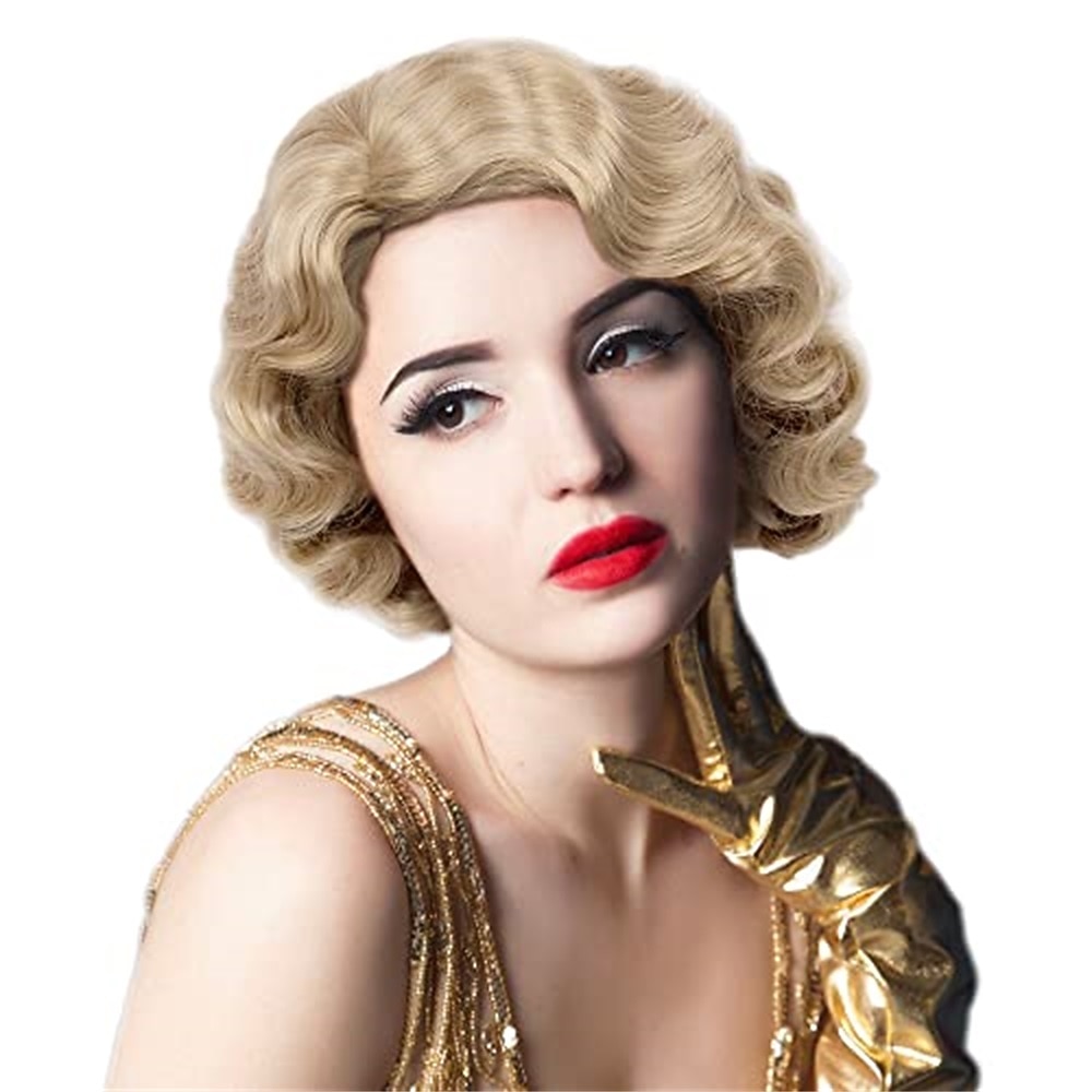 Krátké popelavě hnědé paruky pro ženy přírodní prstová vlna syntetická paruka pro ženy dámy cosplay anime party kostýmy anime flapper paruka halloweenské paruky 2025 - $18.49 –P10