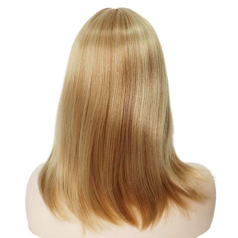 Perucas peruca loira morango com franja cabelo sintético peruca natural completa reta comprimento médio bob peruca traje de halloween perucas para mulheres perucas cosplay 14" de 2025 por $21.99 –P7