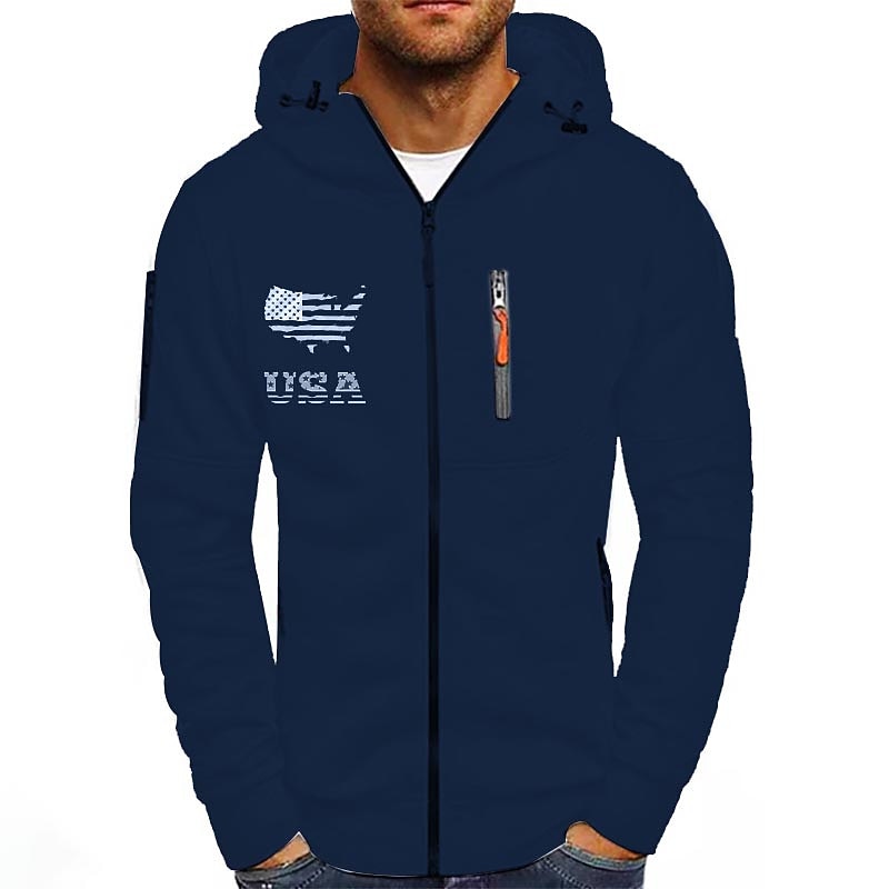 Per uomo Stampe astratte Bandiera americana Felpe Manica lunga Felpe Con cappuccio Di tendenza Giornaliero Da mare Per uscire Primavera & Autunno Bianco Rosso Blu marino Abbigliamento progettista S M del 2025 a $27.99 –P2