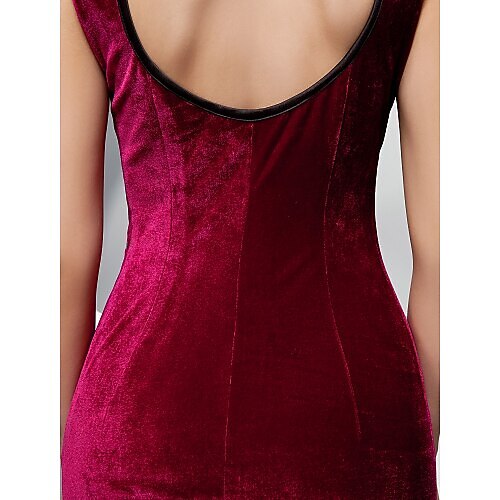 Mermaid / Trumpet Keyhole Dress Formal Evening Sweep / Brush Train Short Sleeve High Neck Velvet with Crystals Split Front 2023 2026 - $129.99 –P1