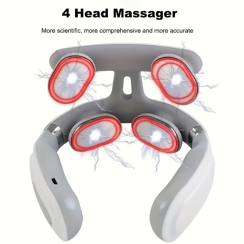 Multifunctional Hot Compress Pulse Kneading Neck MassagerSmart Wireless U-Shaped TENS EMS Pulse Heated Cervical Massager Deep Tissue Pain Relieve Fatigue 4 Massage Heads Neck Massager 2025 - $41.99 –P4