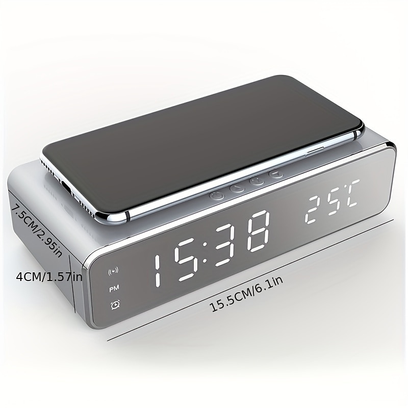 Wireless Charger Time Alarm Clock LED Digital Thermometer Earphone Phone Chargers Fast Charging Dock Station For IPhone 15 14 13 12 Samsung 2025 - $34.99 –P2