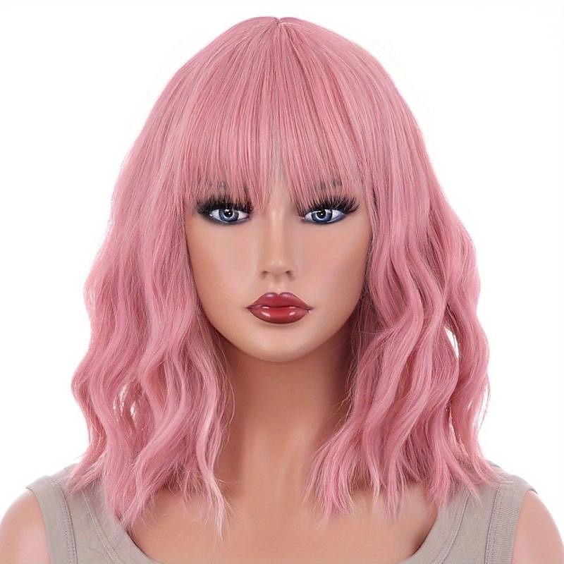 Perruques synthétiques ondulées longueur épaule avec frange pour femmes, à la mode pour un usage quotidien, cosplay de fête de 2025 ? $19.99 –P16