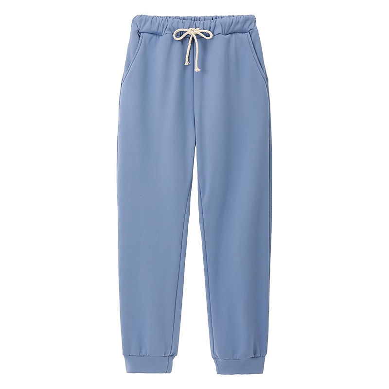 Conjunto de 2 Peças de Calças Quentes Femininas Moda Moleton Calças de Flanela Calças Trousers Manga Longa Decote Redondo Cor Sólida Com Corda Casual Dia-a-Dia Preto Rosa Escuro Azul Outono e Inverno de 2025 por $43.99 –P8