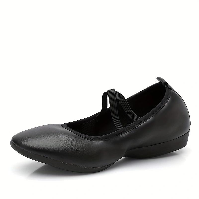 Women's Black Soft Sole Ballet Dance Shoes - Professional Flat Slip-On Shoes with Cross Straps for Practice and Performances 2025 - $26.99 –P17