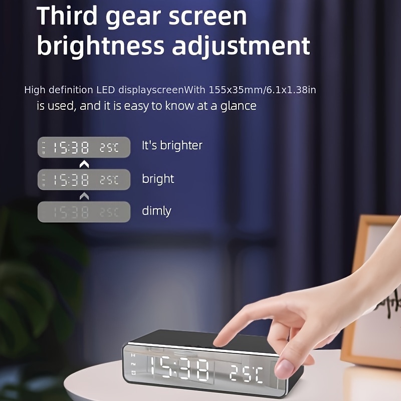 Wireless Charger Time Alarm Clock LED Digital Thermometer Earphone Phone Chargers Fast Charging Dock Station For IPhone 15 14 13 12 Samsung 2025 - $34.99 –P8
