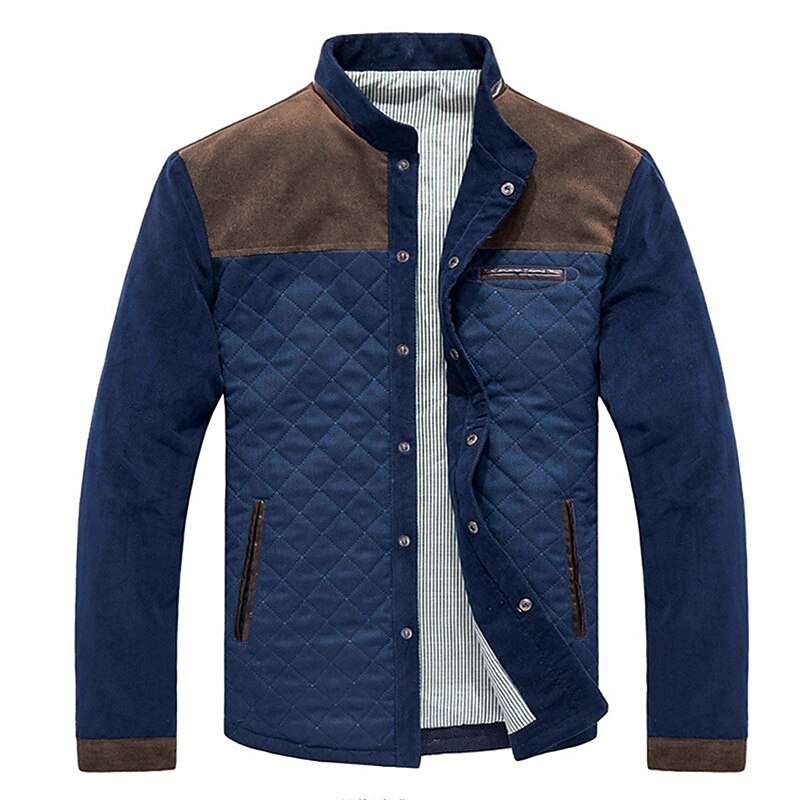 Per uomo Cappotto invernale Giubbotto Tasche Ufficio e carriera Appuntamento Casual / quotidiano All'aperto Casuale Sport Inverno Color Block Marrone Cachi Piumino del 2025 a $54.99 –P3