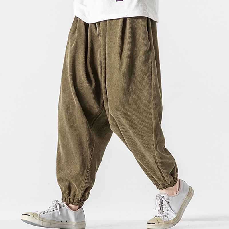Men's Sweatpants Corduroy Pants Carrot Pants Pocket Drawstring Elastic Waist Plain Comfort Breathable Outdoor Daily Going out Fashion Casual Black Pink 2026 - $49.99 –P12