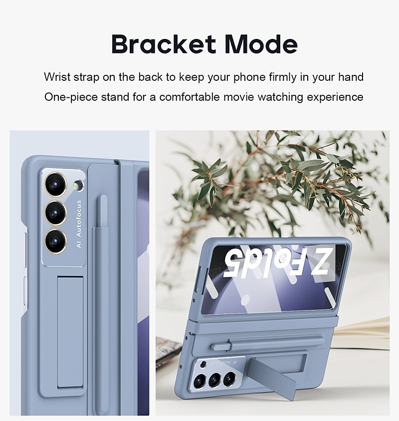 telefoon hoesje Voor Samsung Galaxy Z-vouw 6 Z Fold 5 Z Fold 4 Achterkant met standaard en schermbeschermer met S Pen Effen Kleur PC PU-nahka 2026 - $39.99 –P4