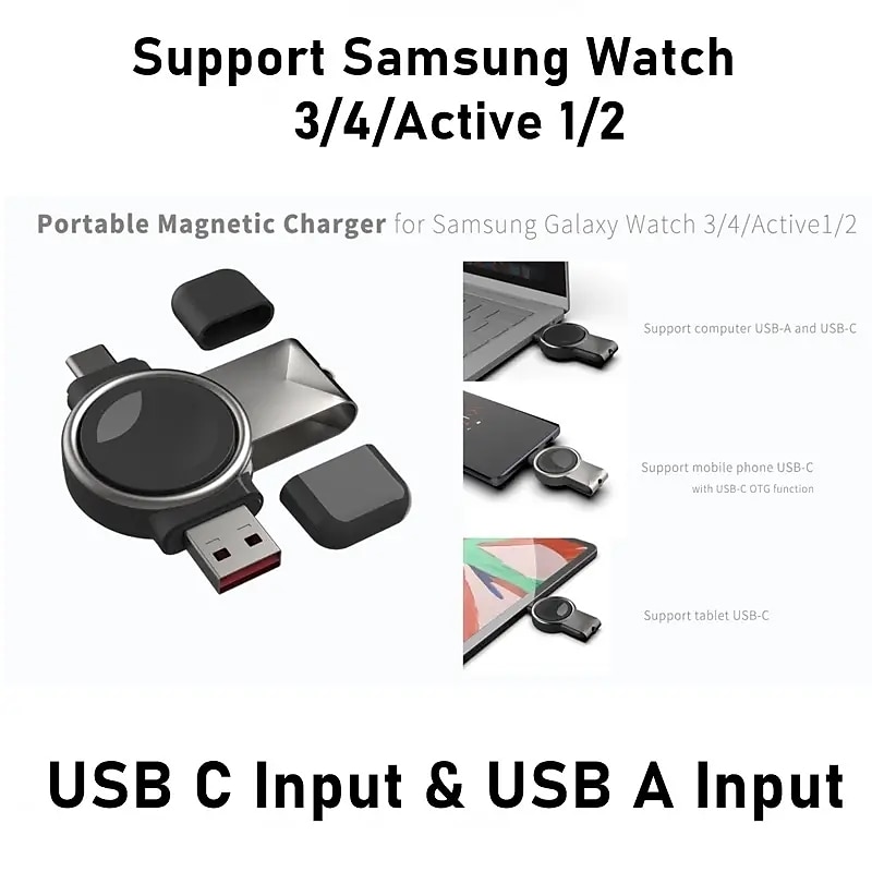 Беспроводное зарядное устройство 2 в 1 для Samsung Galaxy Watch 5 pro 4 3 active 2 1 Classic, кабель быстрой зарядки, док-станция, портативное зарядное устройство USB типа C 2025 - $22.99 –P3