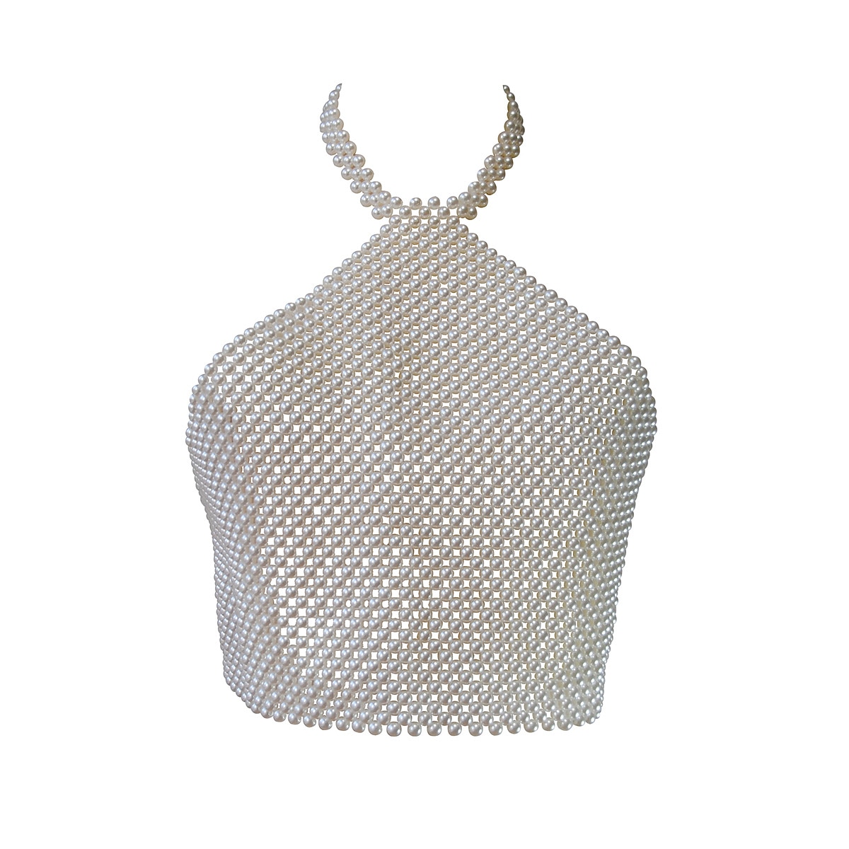 Sem Costas Top Camisola Regata recortada Top curto com pérolas e miçangas Côr Sólida Mulheres Carnaval Festa Bandagem Parada do Orgulho Adulto Regata de 2025 por $41.99 –P8