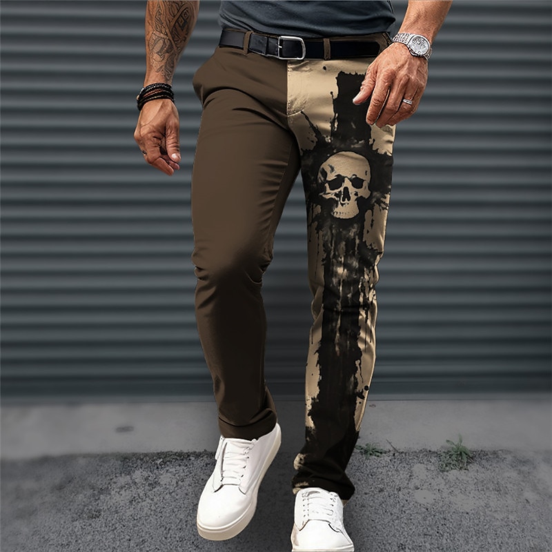 Lebky Punk Obchodní Pánské 3D tisk Oblekové Kalhoty Venkovní Denní nošení Streetwear Polyester Černá Bílá Námořnická modř S M L Středně vysoký pas Pružnost Kalhoty 2025 - $29.99 –P3